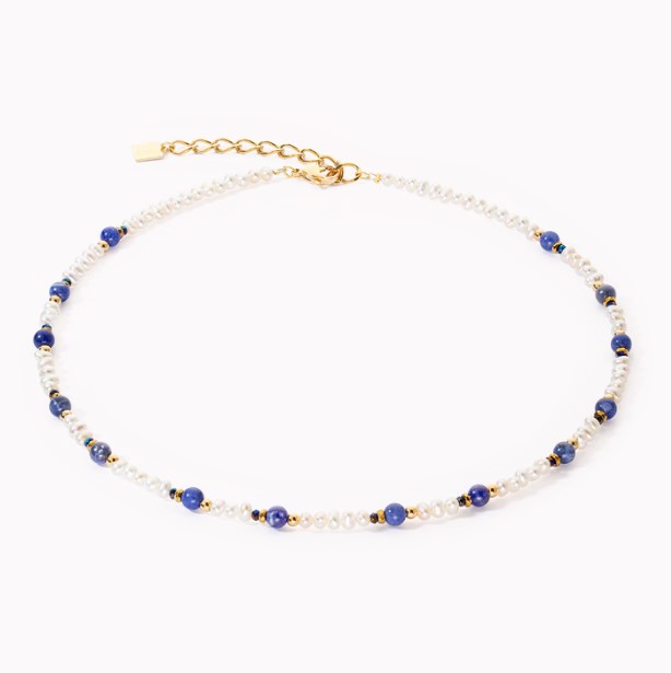 Necklace Flow Freshwater Pearls & Sodalite gold